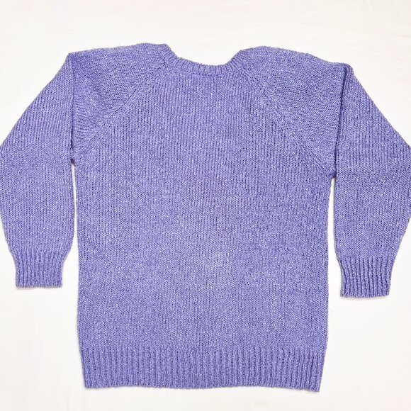 VTG SPRING HARBOR CARDIGAN SWEATER, WOMANS, LARGE, LT PURPLE, FAUX PEARL BUTTONS - Picture 8 of 9